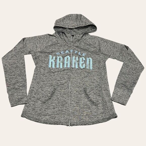 4Her By Karl Banks Seattle Kraken Full Zip Hoodie Womens Size Medium Gray NHL - Picture 2 of 9